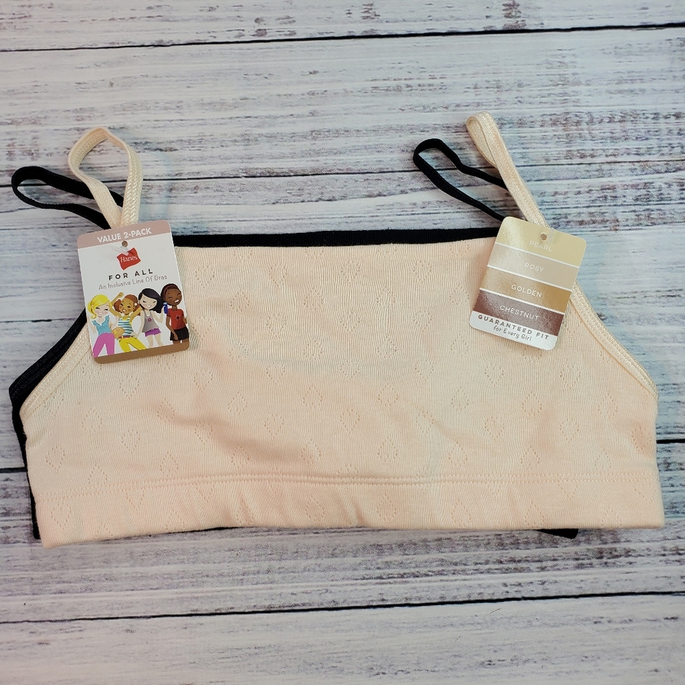 Hanes Girls' 2pk Pointelle Square Neck Bralette